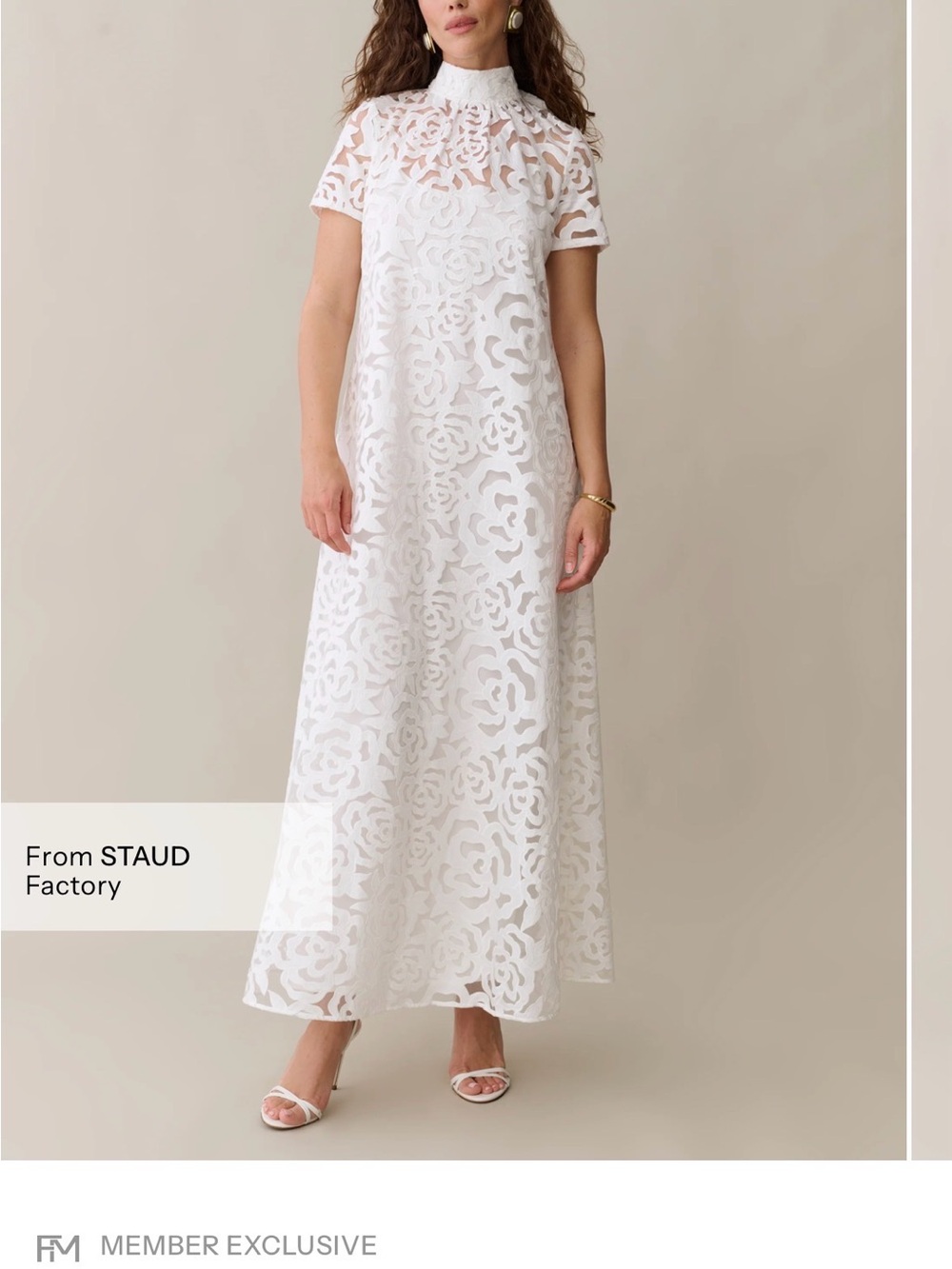 FEW MODA White Floral Lace High-Neck Maxi Dress